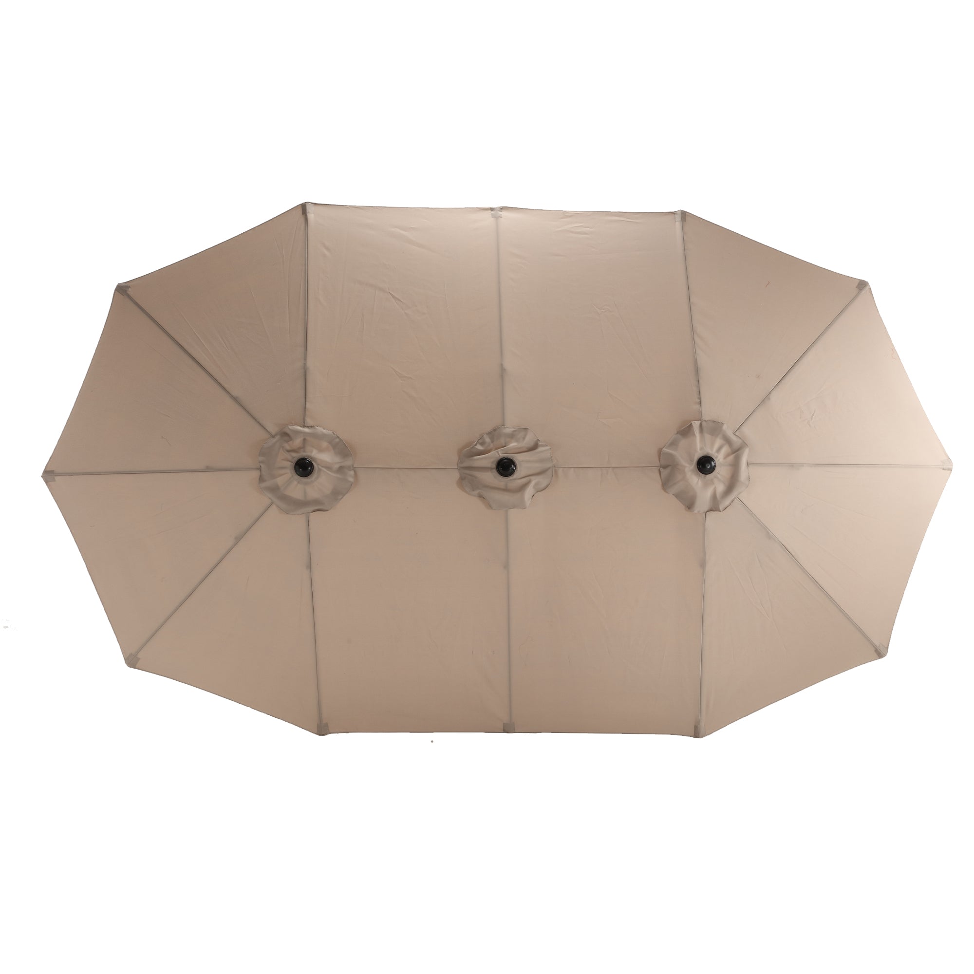 14.8 Ft Double Sided Outdoor Umbrella Rectangular Large with Crank, Khaki