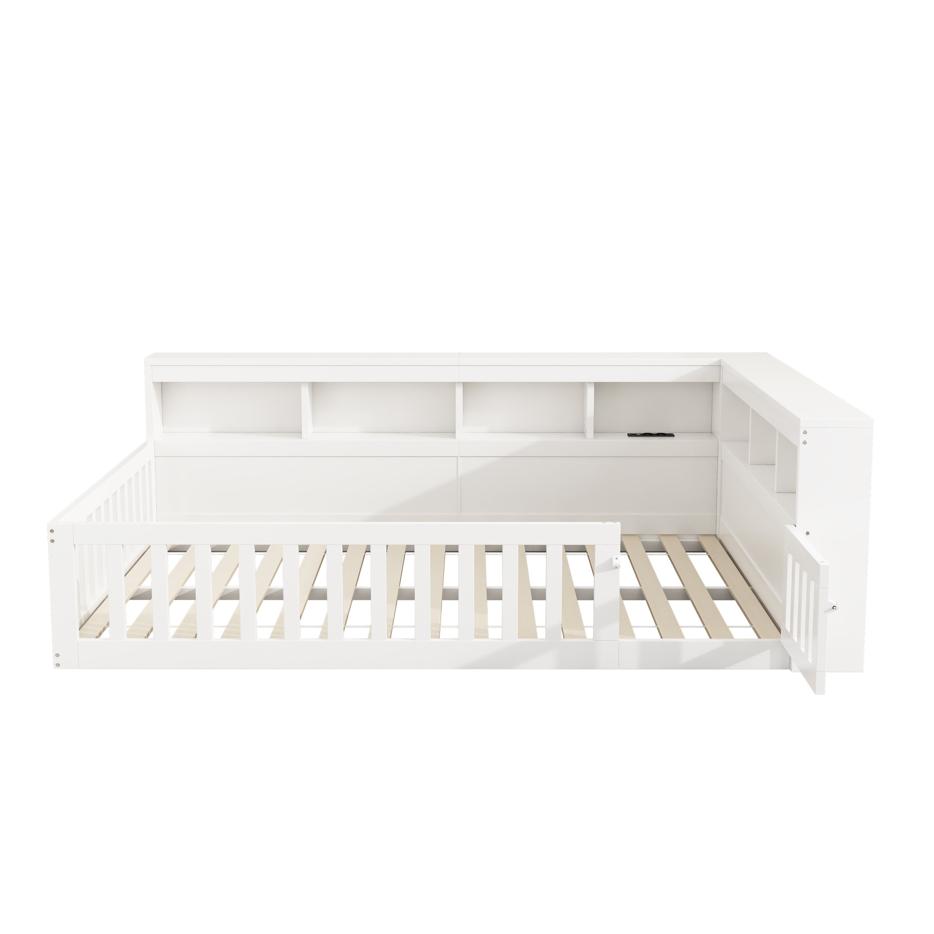 Daybed Sofa Bed 140x190cm Storage USB Port White