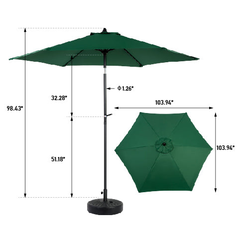 9 ft Double Sided Outdoor Umbrella Rectangular Large with Crank, Dark Green