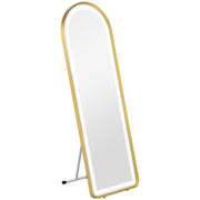 Ganzkörperspiegel, dimmbare LED, Wand- & Standspiegel, Touch-Schalter, Gold