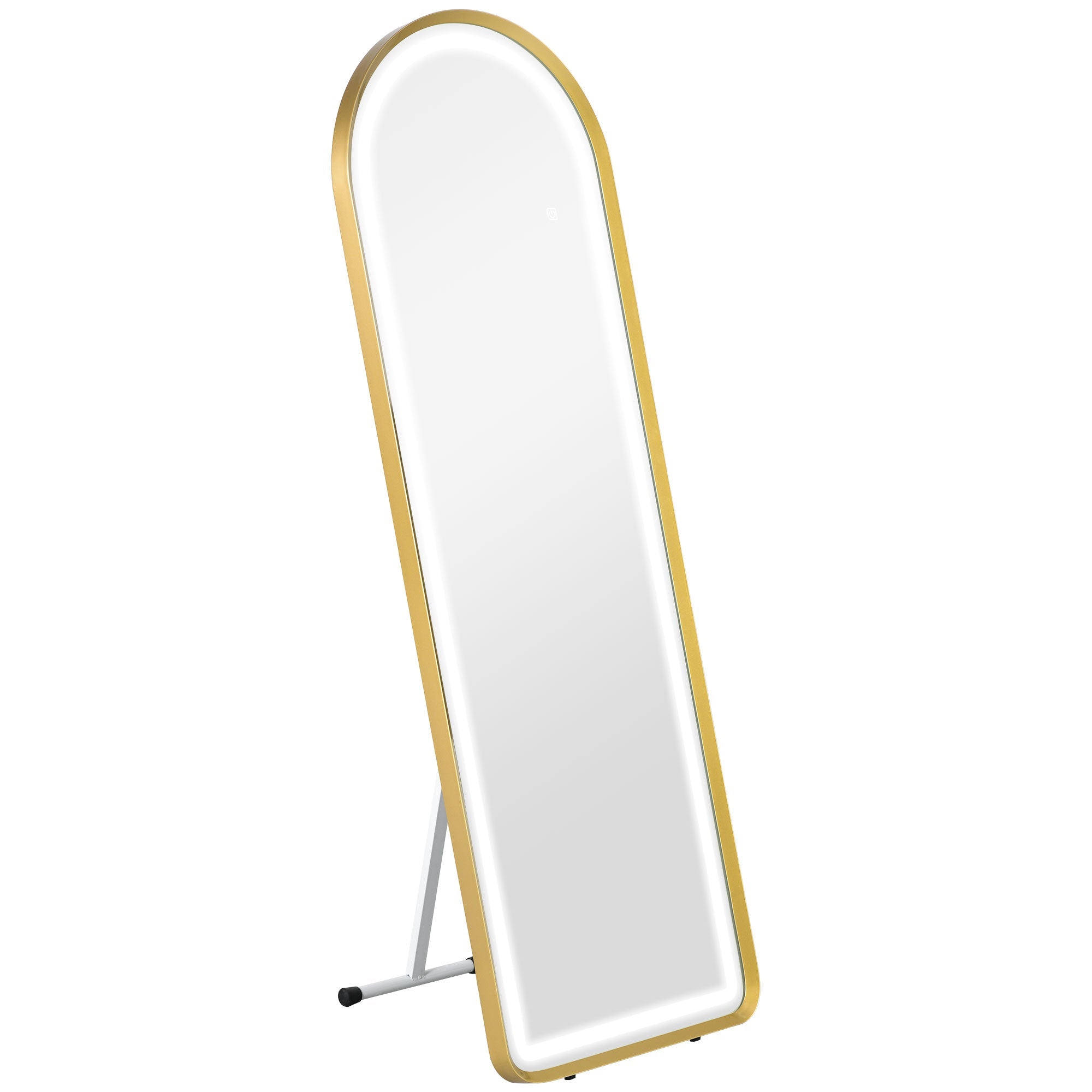 Ganzkörperspiegel, dimmbare LED, Wand- & Standspiegel, Touch-Schalter, Gold