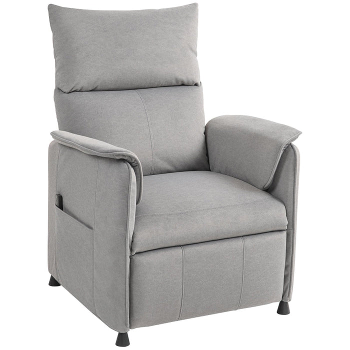 Electric Recliner Chair, Adjustable, Memory, Pet-Friendly Faux Velvet, Grey
