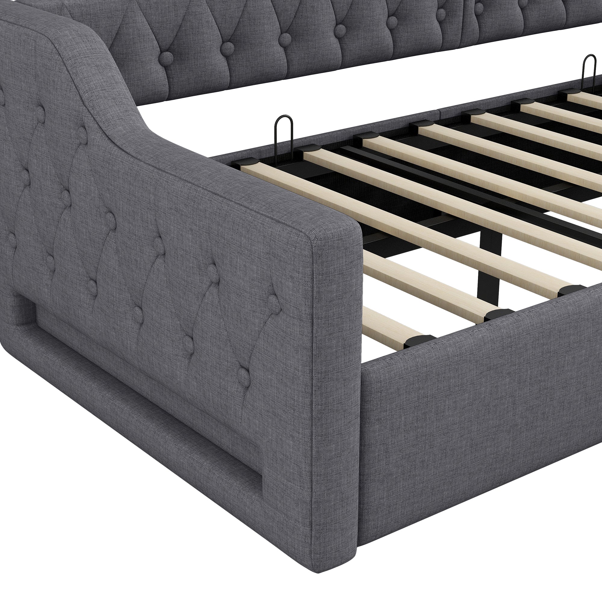 Daybed Upholstered 90x200 LED Storage - Grey