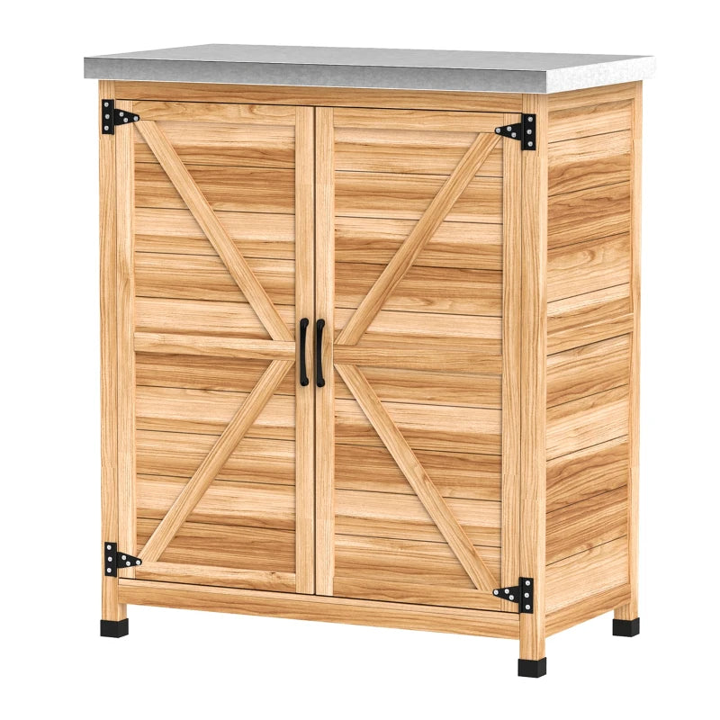 Garden Cabinet Internal Shelf Workbench 79x43x92cm - Wood Color