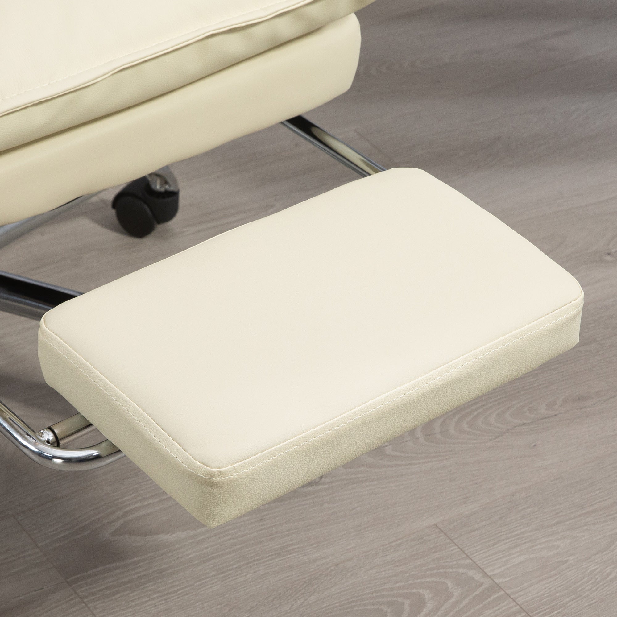 Vinsetto Office Chair Ergonomic, Height Adjustable, 155° Tilt, Footrest, Beige