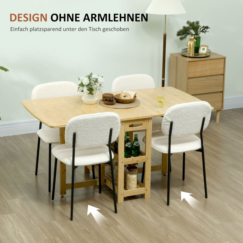 Esszimmerstühle 4er-Set, gepolstert mit Stahlbeinen, weißer Samt