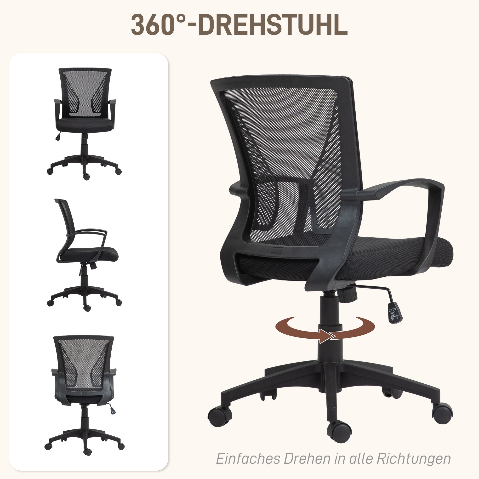 Office Chair Tilt Function Swivel Max Load 120 kg, Black