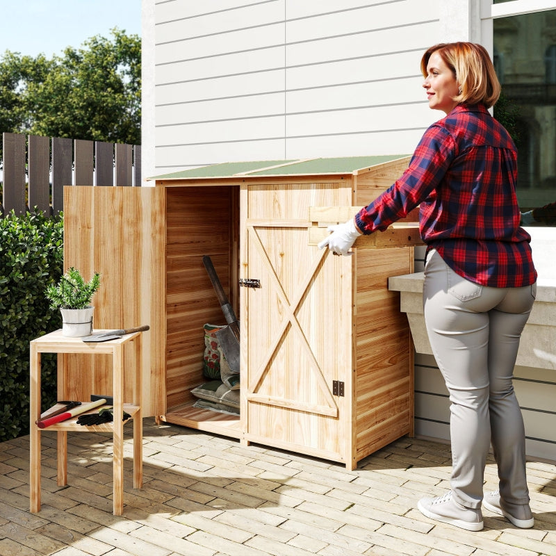 Tool Shed with Side Table, 140x75x157cm, Fir Wood