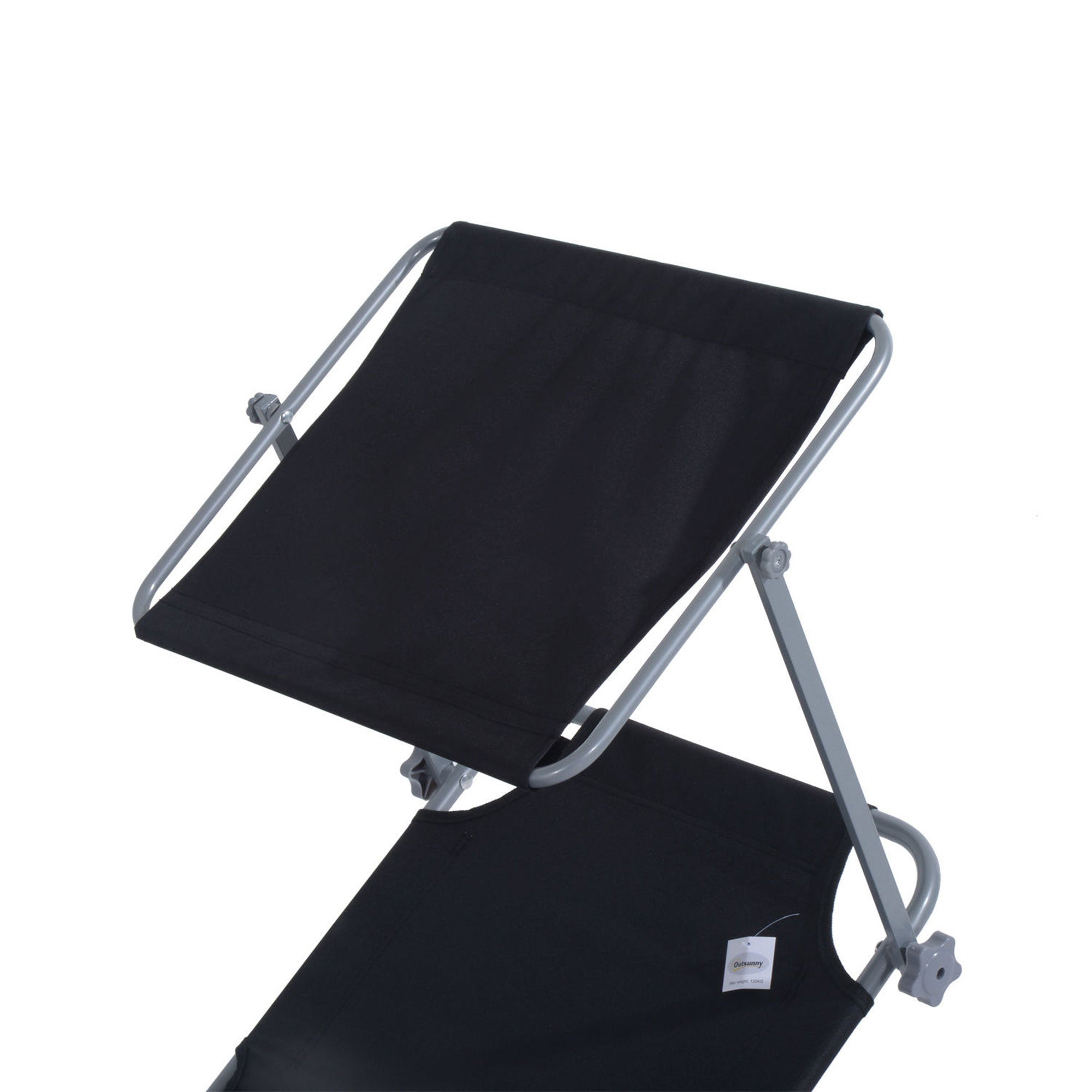 Folding Sun Lounger with Sunshade, 187x58x36 cm, Black