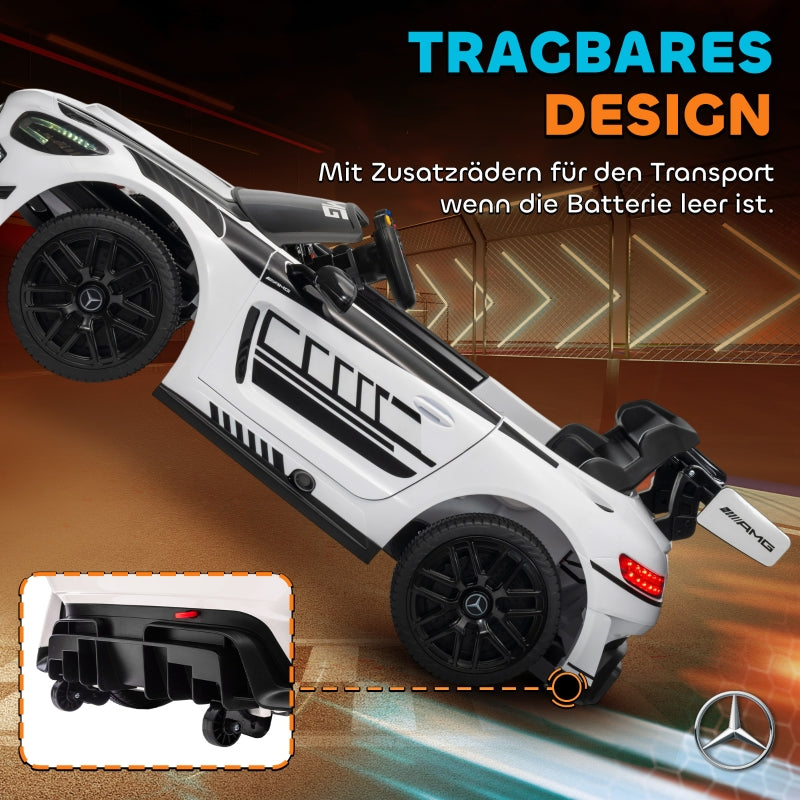 Mercedes Electric Ride-On Car for Children with 12V Battery and LED Lights, White