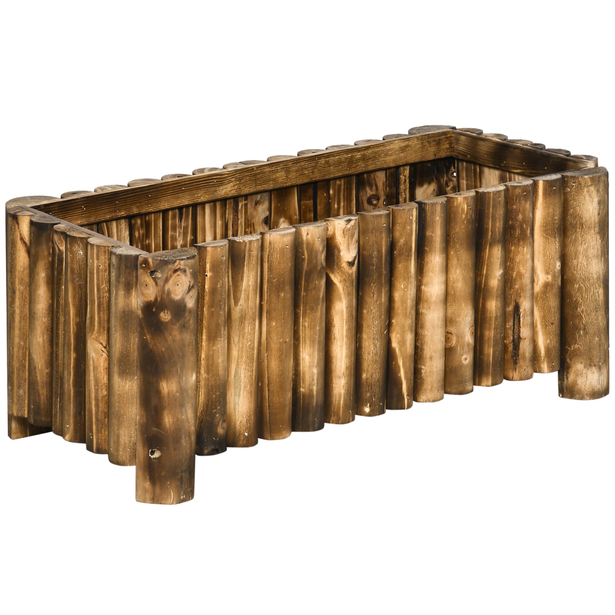 Raised Flower Bed, 52L Rectangular Planter Herb Pot, Wooden