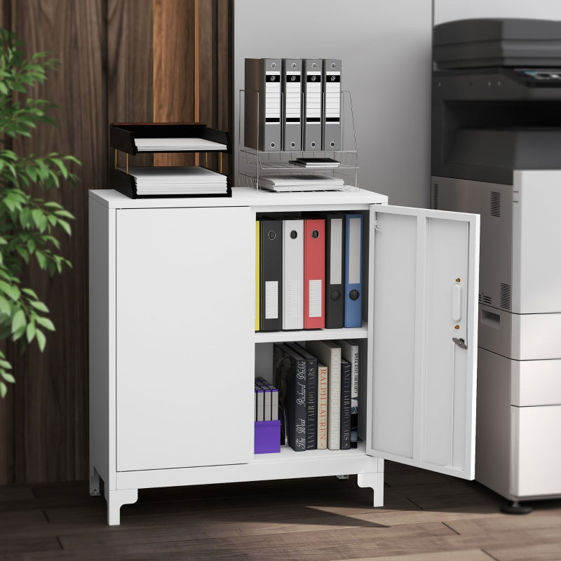 Metall-Büroschrank, abschließbare Türen, 2-lagig, Weiß