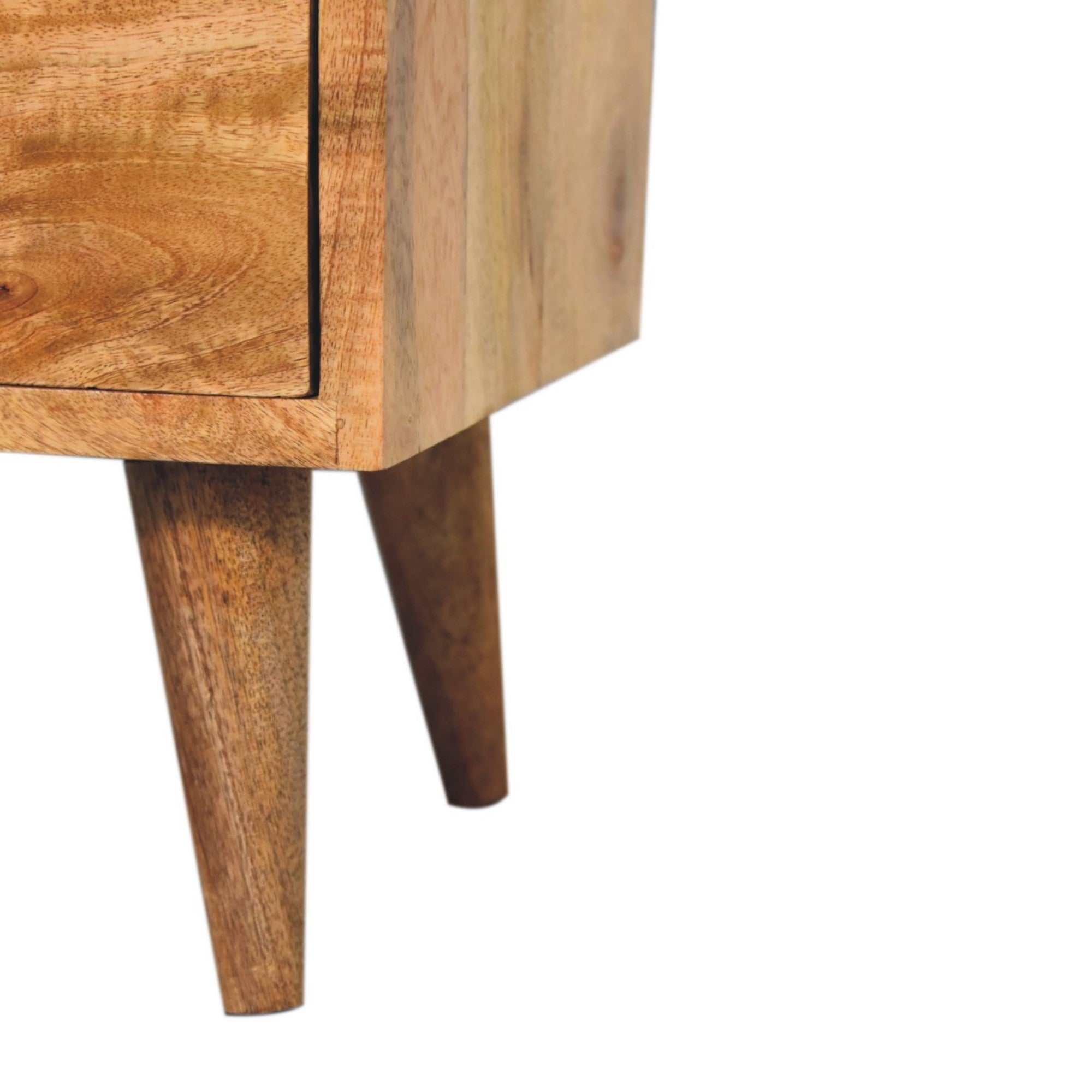 Solid Wood Bedside, Mini Classic Open 2 Drawers and Open Slot, Oak-ish Brown