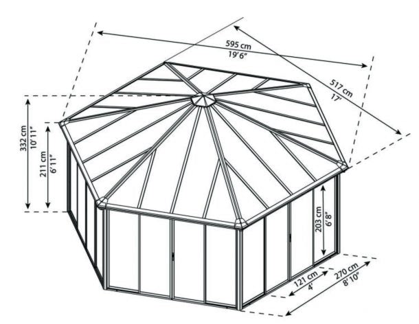Garda 17 ft. x. 20 ft. Enclosed Gazebo Kit - Grey Structure & Hybrid Panels (248.4 sq. ft.) - Rathwood Store