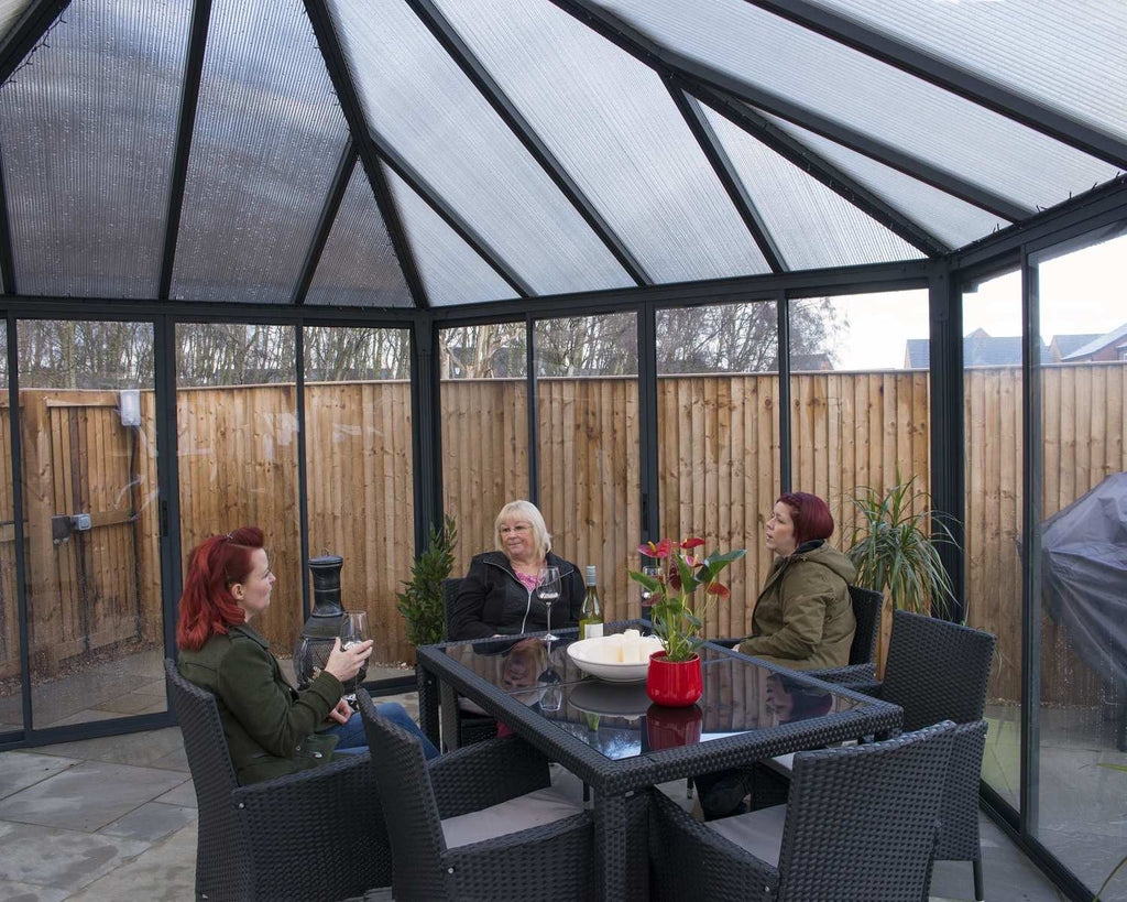 Garda 17 ft. x. 20 ft. Enclosed Gazebo Kit - Grey Structure & Hybrid Panels (248.4 sq. ft.) - Rathwood Store