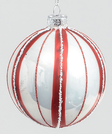 Glass Pattern Ball Red White 80mm - Rathwood Store