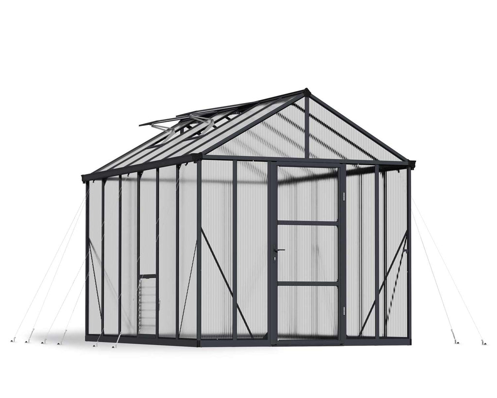 Glory 8 ft. x 12 ft. Greenhouse Kit - Grey Structure & Multiwall Panels - Rathwood Store