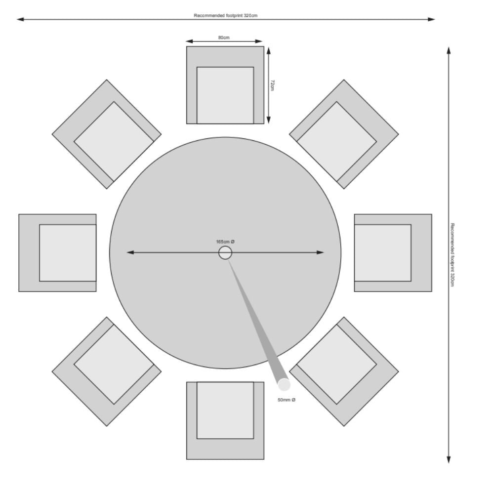 Hampton - 8 Seat Set with 165cm Round Table (Sand Colour Cushions) - Rathwood Store