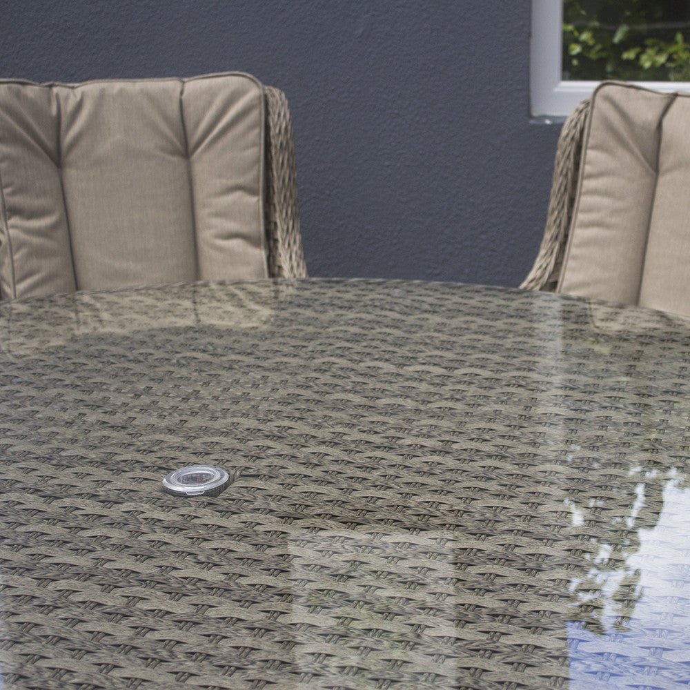 Hampton - 8 Seat Set with 165cm Round Table (Sand Colour Cushions) - Rathwood Store