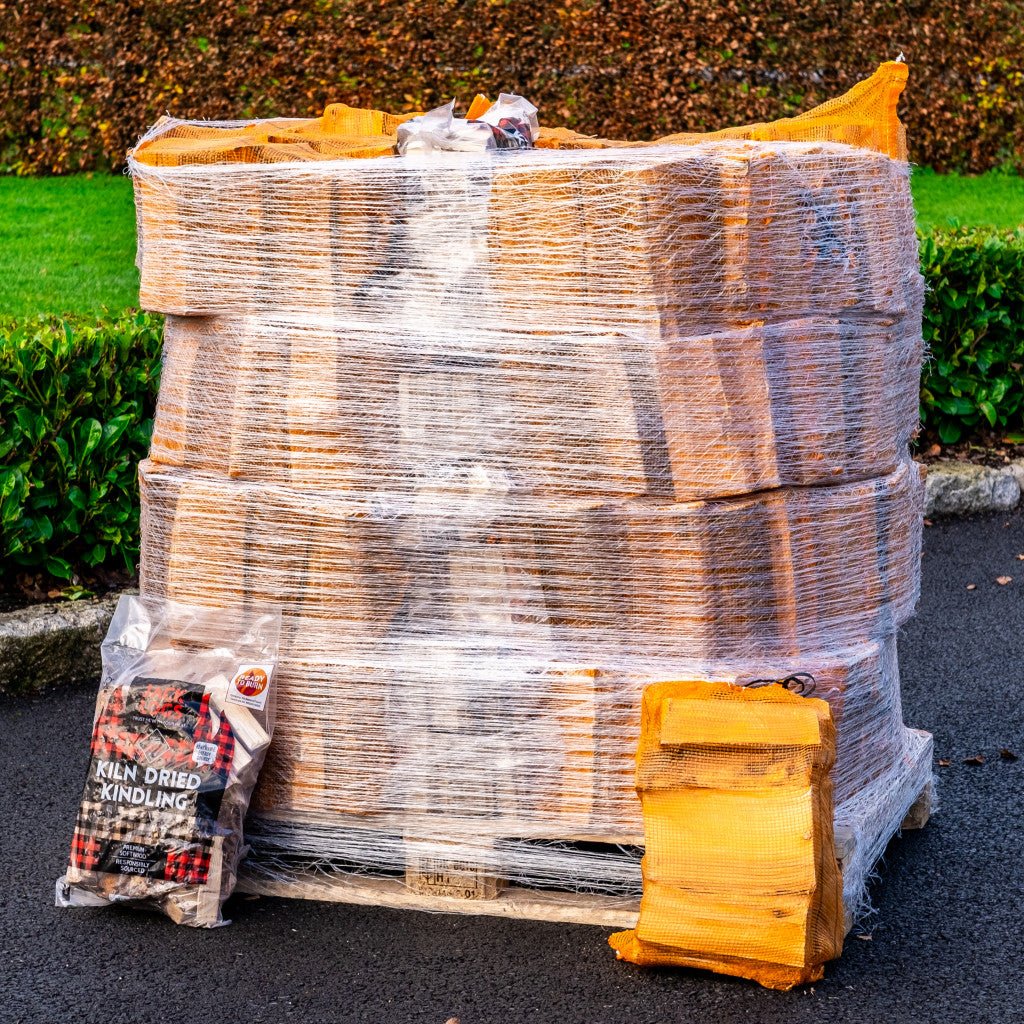 Hardwood Bags 1.45m³ - 408kg - (48 x 25L/8kg + 8 Kindling) - Rathwood Store
