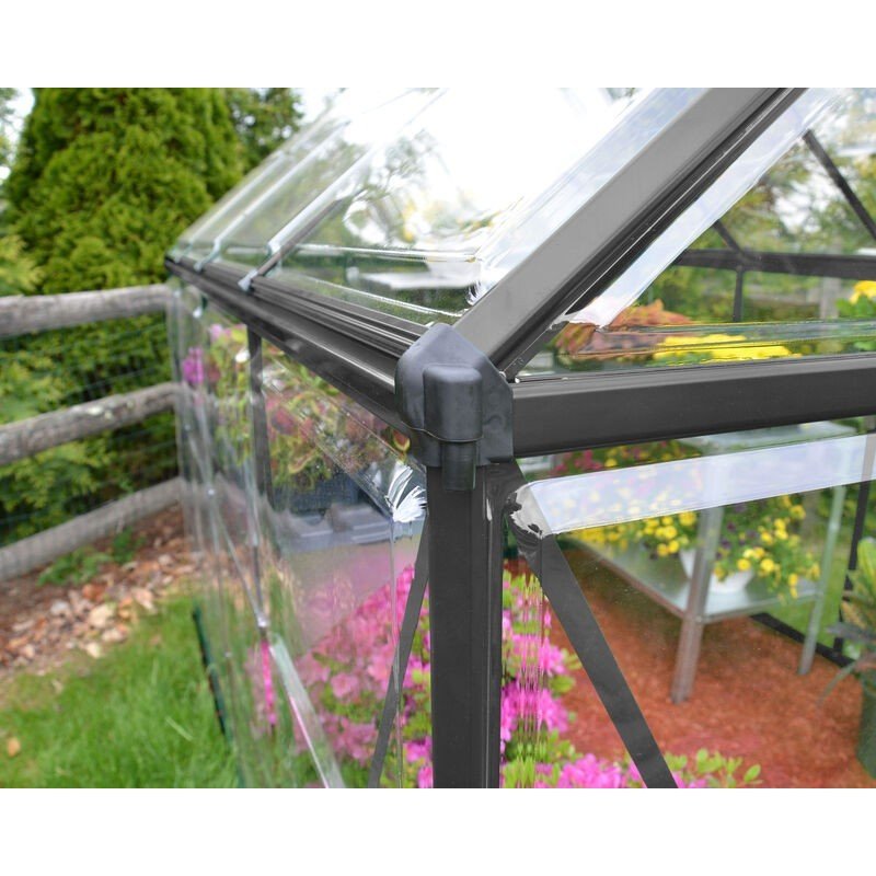 Harmony 6 ft. x 10 ft. Greenhouse Kit - Grey Structure & Clear Panels - Rathwood Store