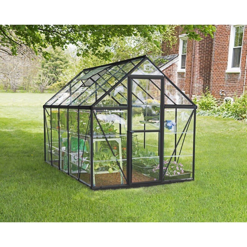 Harmony 6 ft. x 10 ft. Greenhouse Kit - Grey Structure & Clear Panels - Rathwood Store