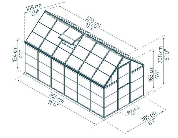 Harmony 6 ft. x 12 ft. Greenhouse Kit - Green Structure & Clear Panels - Rathwood Store
