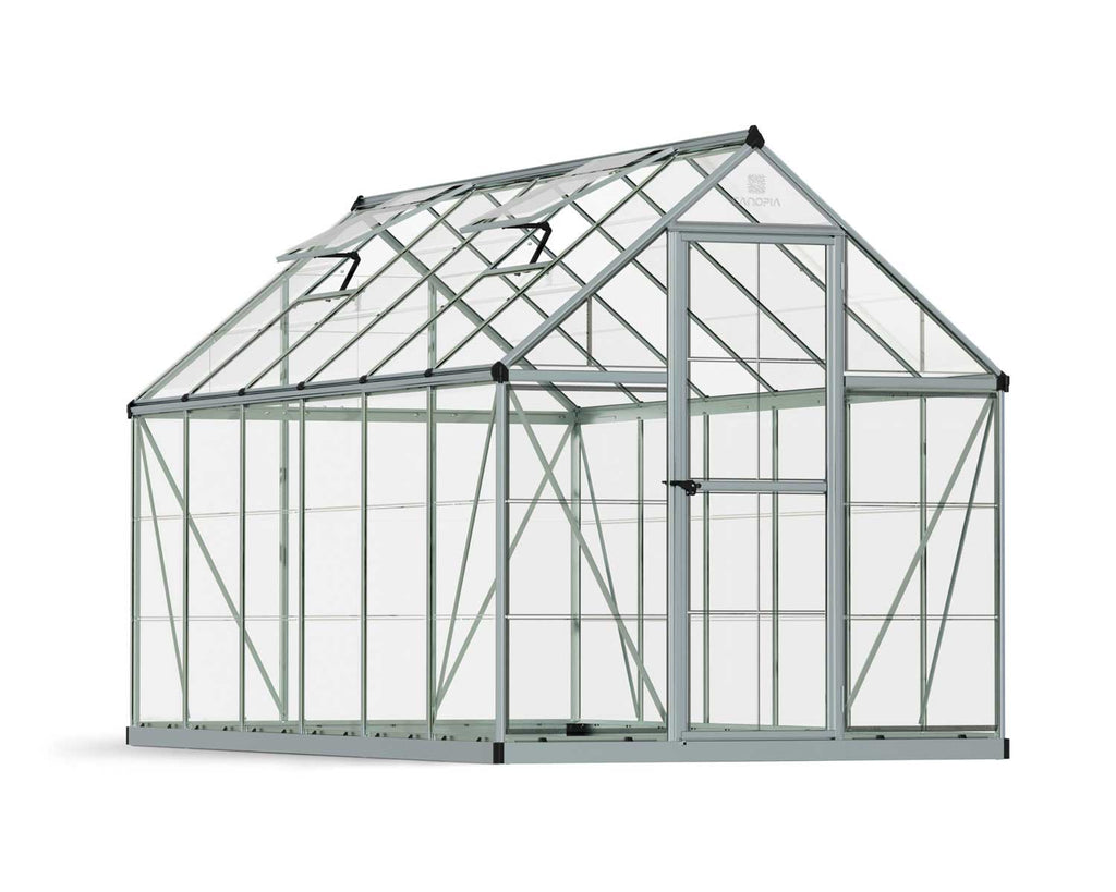 Harmony 6 ft. x 12 ft. Greenhouse Kit - Silver Structure & Clear Panels - Rathwood Store