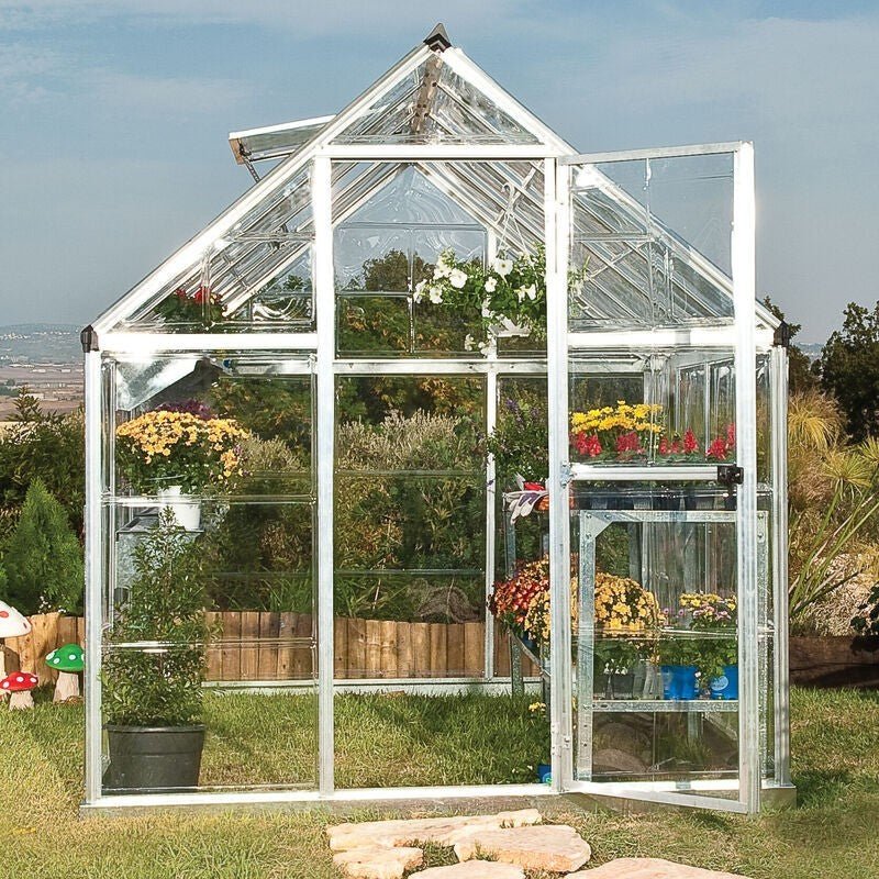 Harmony 6 ft. x 14 ft. Greenhouse Kit - Silver Structure & Clear Panels - Rathwood Store