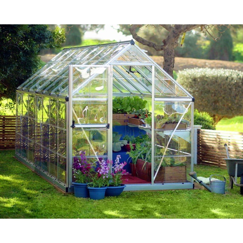 Harmony 6 ft. x 14 ft. Greenhouse Kit - Silver Structure & Clear Panels - Rathwood Store