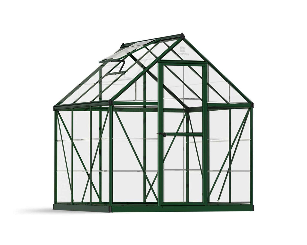 Harmony 6 ft. x 6 ft. Greenhouse Kit - Green Structure & Clear Panels - Rathwood Store