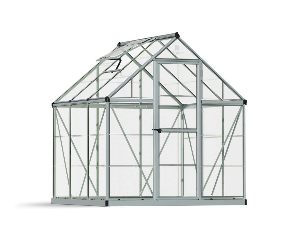 Harmony 6 ft. x 6 ft. Greenhouse Kit - Silver Structure & Clear Panels - Rathwood Store