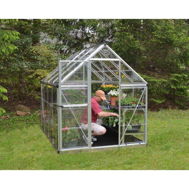 Harmony 6 ft. x 8 ft. Greenhouse Kit - Silver Structure & Clear Panels - Rathwood Store