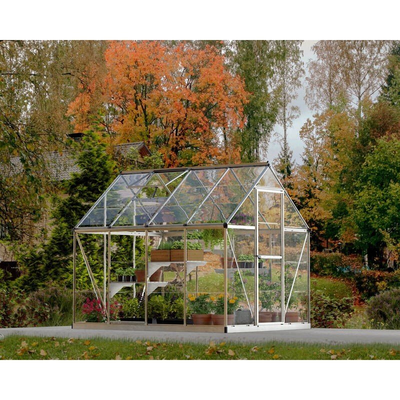 Harmony 6 ft. x 8 ft. Greenhouse Kit - Silver Structure & Clear Panels - Rathwood Store