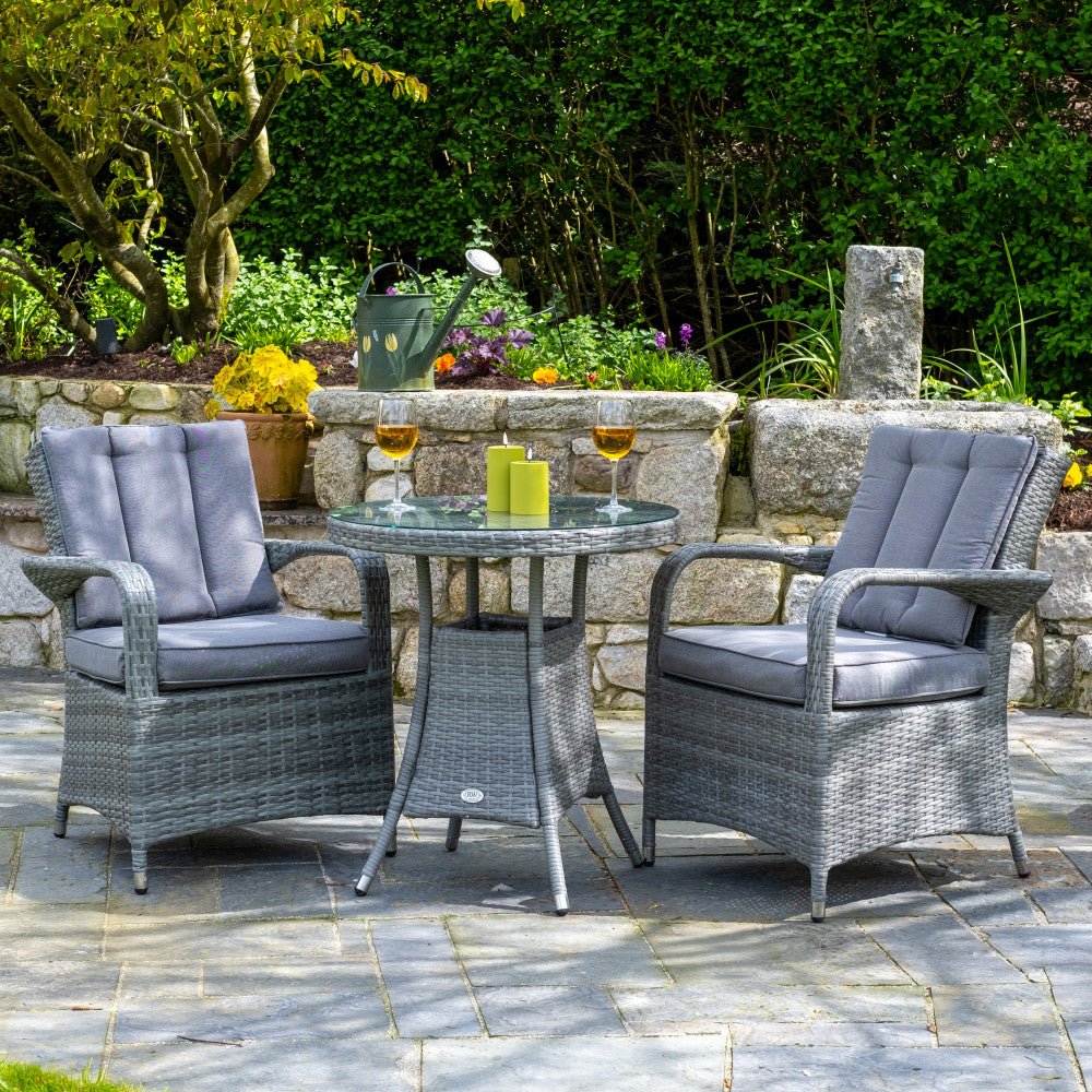 Havana - 2 Seat Bistro Set with 70cm Round Table (Light Grey) - Rathwood Store