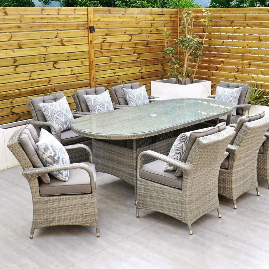 Havana - 8 Seat Oval Set (Light Grey) - Rathwood Store
