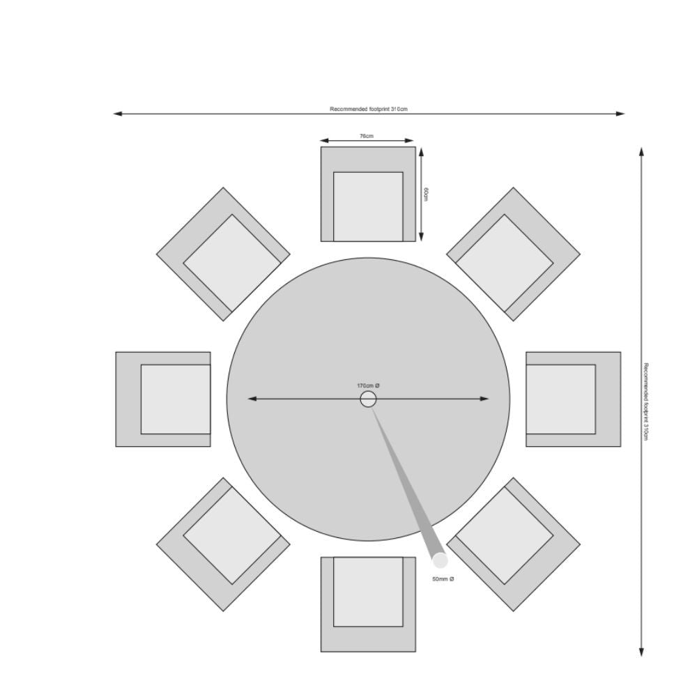 Havana - 8 Seat Set with 170cm Round Table (Light Grey) - Rathwood Store