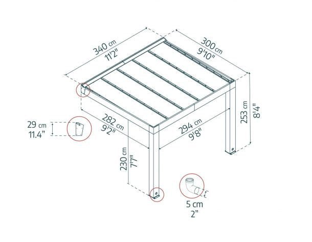 Helsinki 10 ft. x 11 ft. Patio Cover Kit - Cedar Wood, Solar Control - Rathwood Store