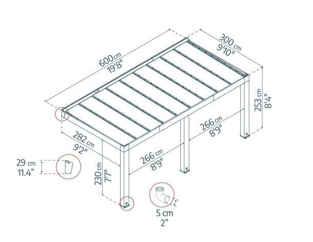 Helsinki 10 ft. x 20 ft. Patio Cover Kit - Cedar Wood, Solar Control - Rathwood Store