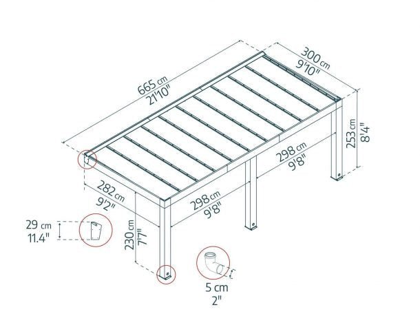 Helsinki 10 ft. x 22 ft. Patio Cover Kit - Cedar Wood, Solar Control - Rathwood Store