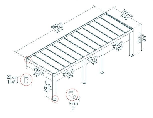 Helsinki 10 ft. x 26 ft. Patio Cover Kit - Cedar Wood, Solar Control - Rathwood Store