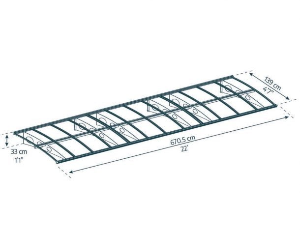 Herald 5 ft. x 21 ft. Door Awning Kit - Grey Structure & Twin Wall Panels - Rathwood Store