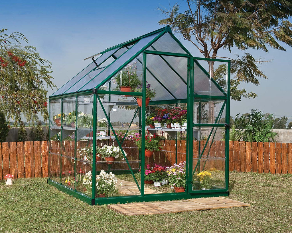 Hybrid 6 ft. x 6 ft. Greenhouse Kit - Green Structure & Hybrid Panels - Rathwood Store