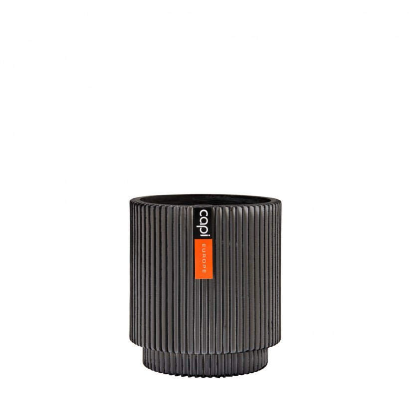 Indoor Nature Groove Cylinder Planter (Anthracite) - 11cm Dia - Rathwood Store