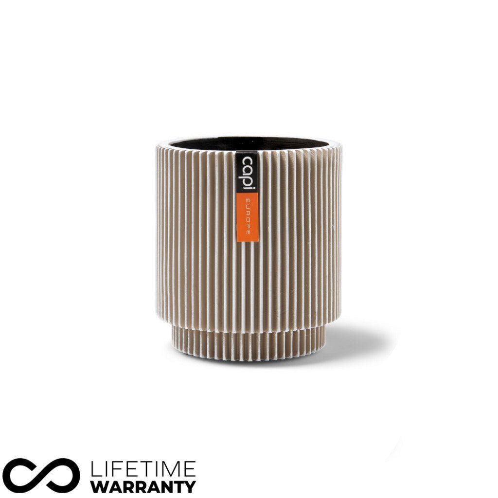 Indoor Nature Groove Cylinder Planter (Ivory) - 19cm Dia - Rathwood Store