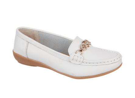 Kasbah Gold Trim Loafers - WHITE - Rathwood Store