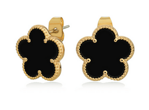 Le Fleur Black Earrings Yellow Gold - Rathwood Store