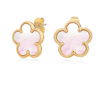 Le Fleur Mother of Pearl Earrings Yellow Gold - Rathwood Store