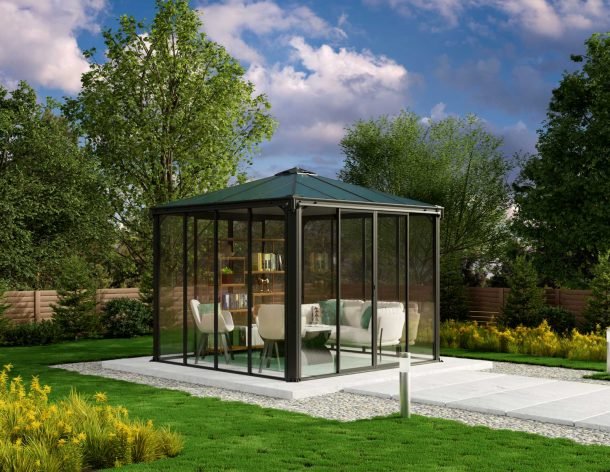Ledro 10 ft. x. 10 ft. Enclosed Gazebo Kit - Grey Structure & Hybrid Panels - Rathwood Store