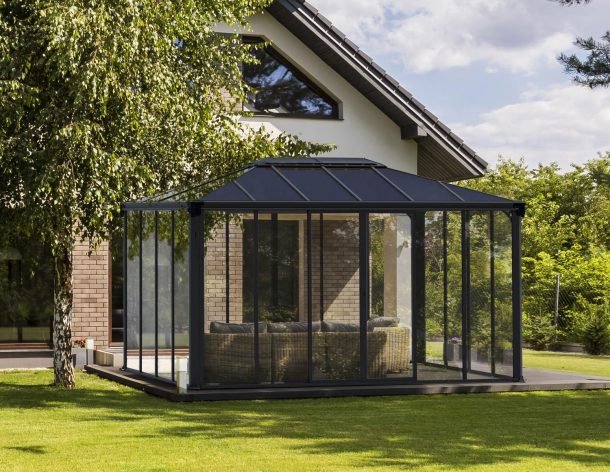 Ledro 10 ft. x. 14 ft. Enclosed Gazebo Kit - Grey Structure & Hybrid Panels - Rathwood Store
